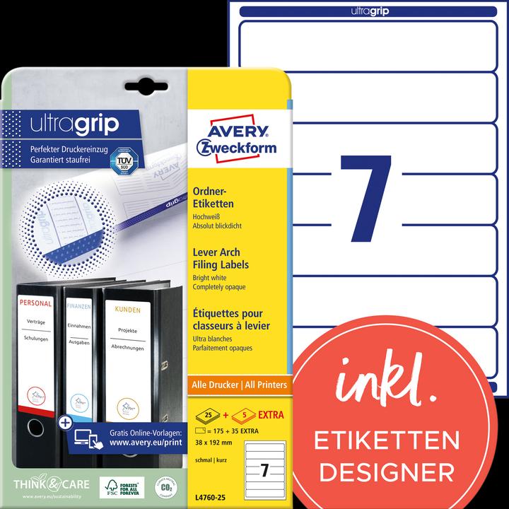 Immagine prodotto Avery L4760-25 Etichette 38x192 mm