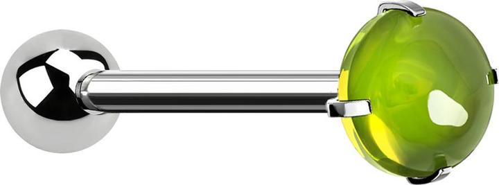 Produktbild Star Piercing Barbell silber mit Kugel und Cabochon grün gefasst (ohne Messing, Chirurgenstahl 316L)