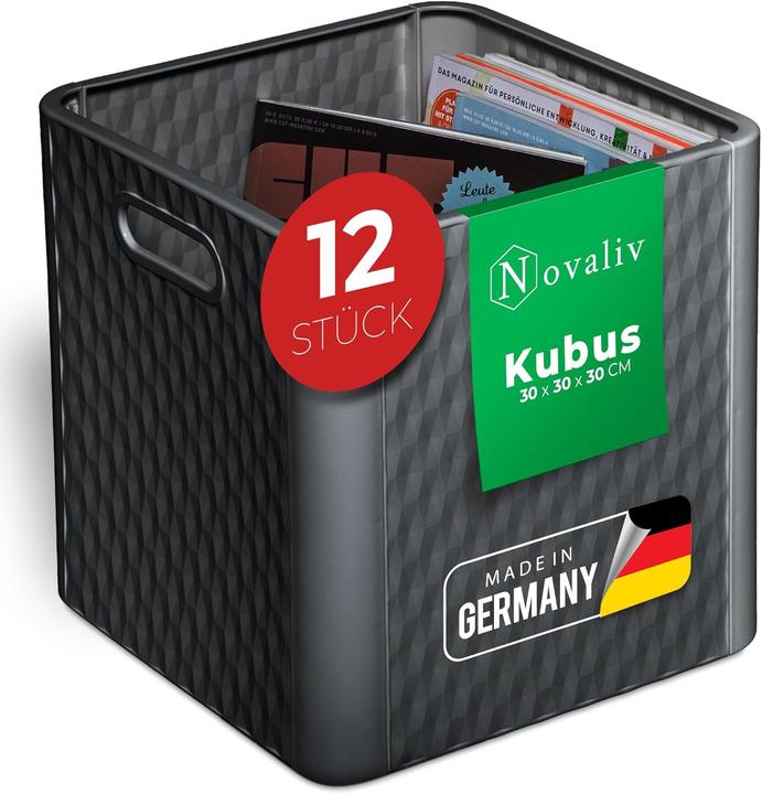 Produktbild Novaliv 12x Box 30x30x30 cm Kunststoff Boxen für Kallax Regal Körbe 30x30 Aufbewahrungsbox als Schra (30 x 30 x 30 cm, 25 l)