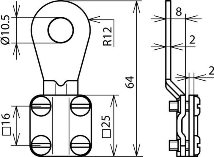Produktbild Dehn Erdungskabelschuh 6-16 D geschl. M10 444 009