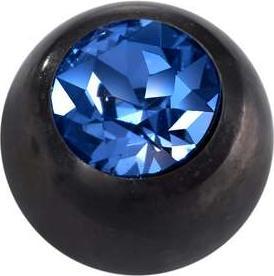 Produktbild Bijouteria Piercingverschluss (Chirurgenstahl 316L, PVD Beschichtung (schwarz), Premium Kristall)