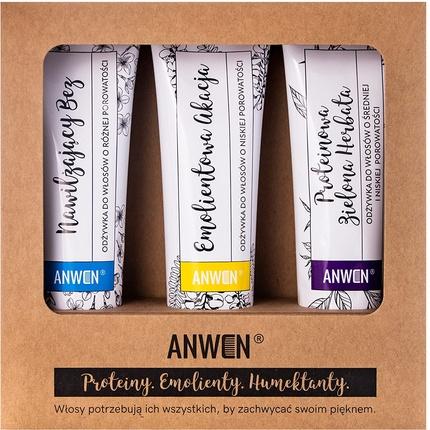 Image du produit Anwen SET Odżywki do włosów o niskiej porowatości Proteinowa Zielona Herbata 100ml + Emolientowa (Shampoing liquide)