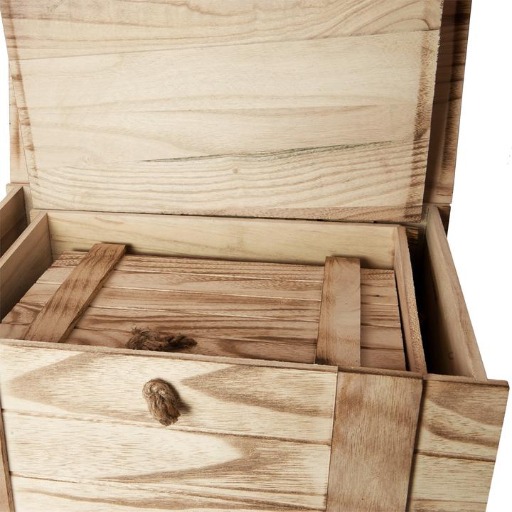Produktbild Natura Punto 3er-Set Holzkisten mit Tragegriffen und Verschluss aus Juteseil, 3 Grössen