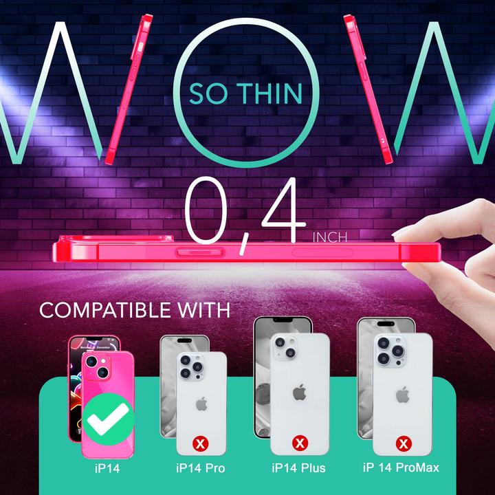 Immagine prodotto Nalia Copertura in silicone trasparente al neon (Apple iPhone 14)