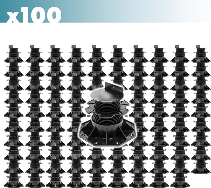 Produktbild XPOtool Set 100x Stelzlager Terrassen 2700kg 60-138mm Stellfüsse höhenverstellbar (100 x)