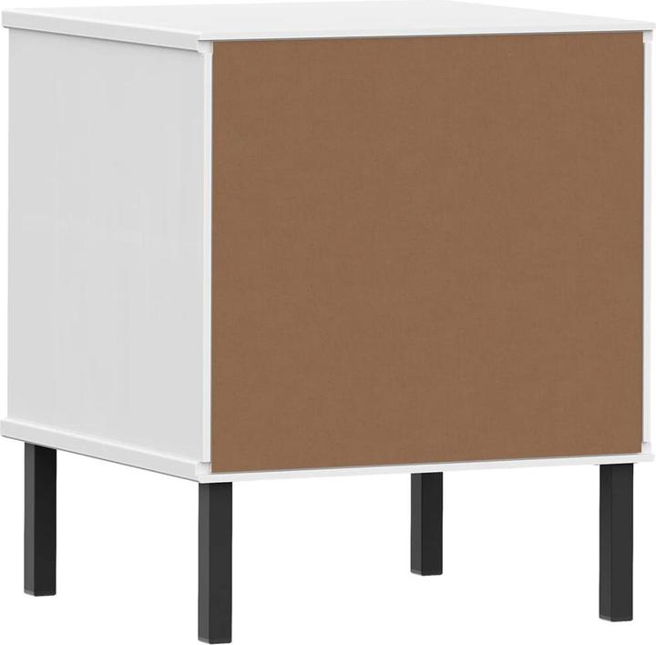 Actual product image VidaXL Nachttisch OSLO mit Metallbeinen Weiss Massivholz
