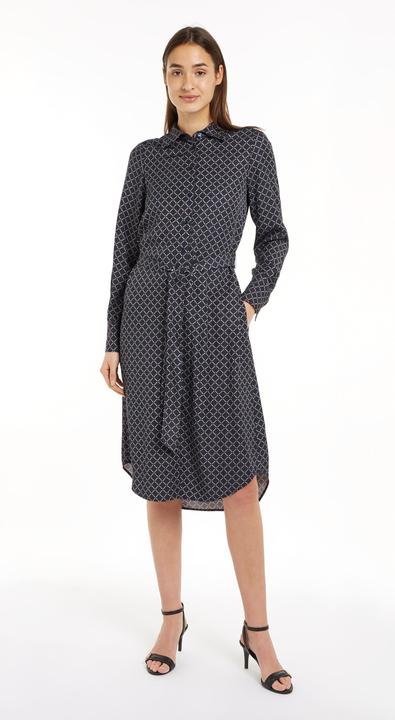 Produktbild Tommy Hilfiger Diamond Monotype Dames Jurk Viscose - Blauw - Maat 40 (40)