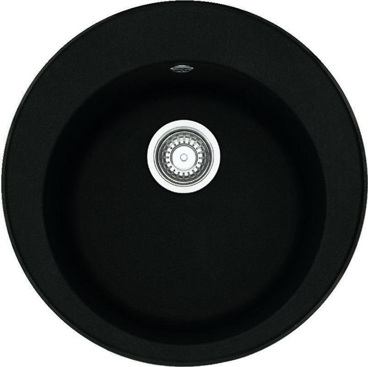 Franke Stone washbasin Ronda, ROG 610-41, plug valve, Onyx (Fitted sink, 51 cm, 51 cm)
