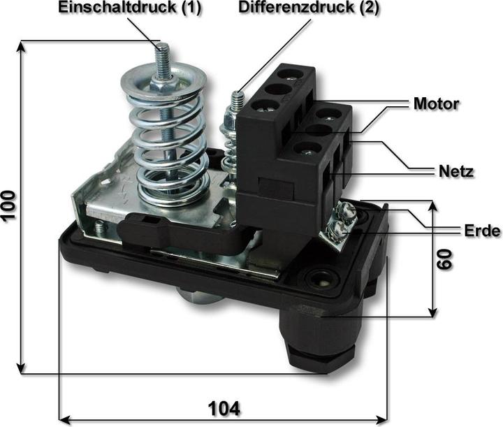 Produktbild Wiltec Druckschalter SK-9 230V 1-phasig Druckwächter Hauswasserwerk Pumpen (Hauswasserpumpe)