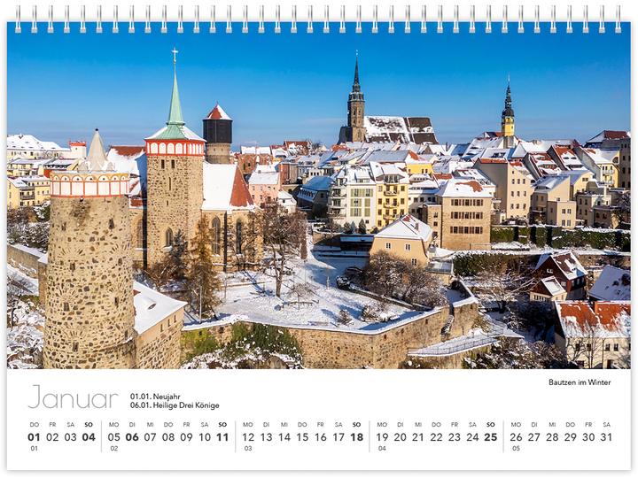 Image du produit Kalender Sachsen von oben kompakt 2026 (21 x 15 cm, Non contraignant, Allemand)