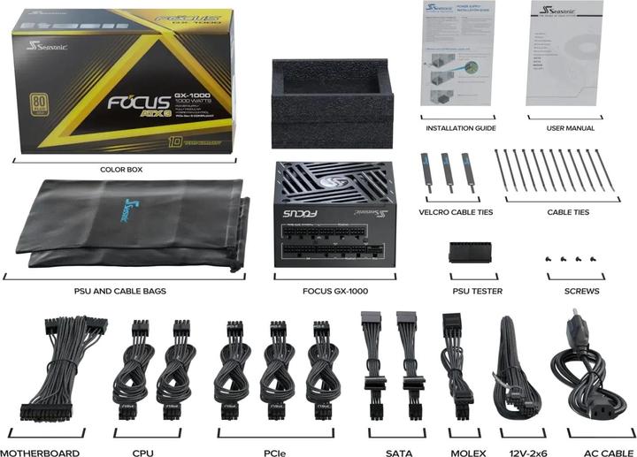 Actual product image Seasonic Focus GX-1000 V4 1000W ATX3.0 black (1000 W)