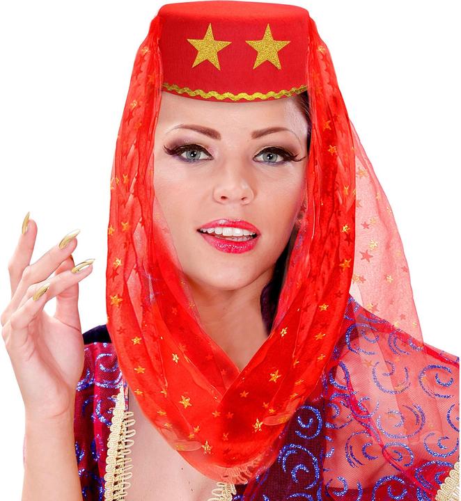 Widmann Orientalischer Haremshut mit Schleier Rot