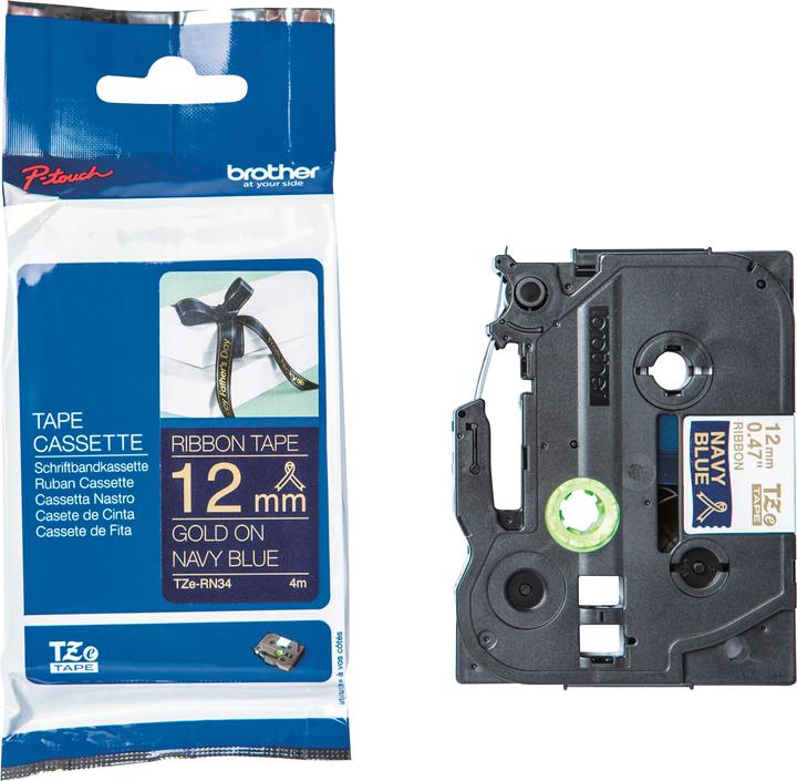 Brother TZe-RN34 (1.20 cm, Blau, Gold)