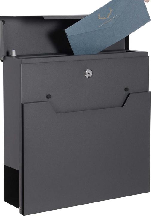 Actual product image XPOtool Letterbox Anthracite V61 with Newspaper Compartment and Soft Close Lockable Wall Postbox Mail Box