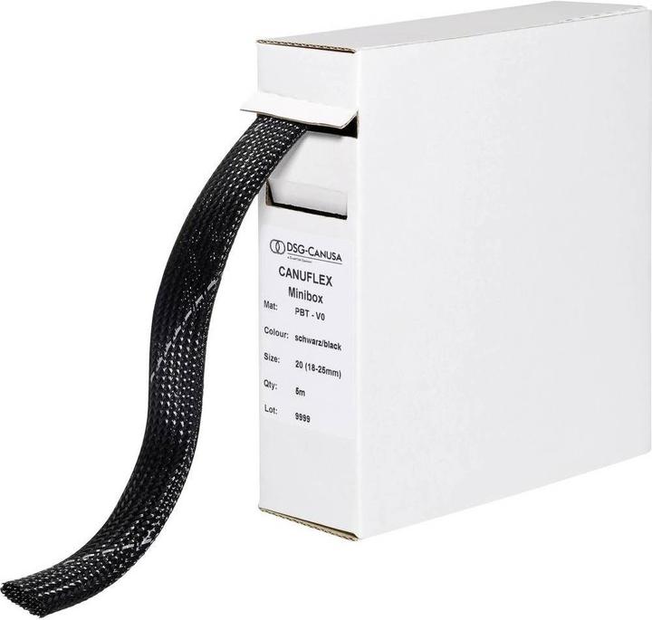 Produktbild DSG Canusa 8694020951 Geflechtschlauch Schwarz Polyester 20 bis 28 mm 5 m (Kabelschlauch, 500 cm)