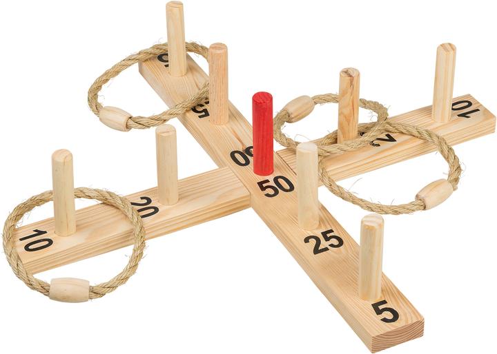 Idena Ring toss game wood 9 sticks 4 rings FSC100%