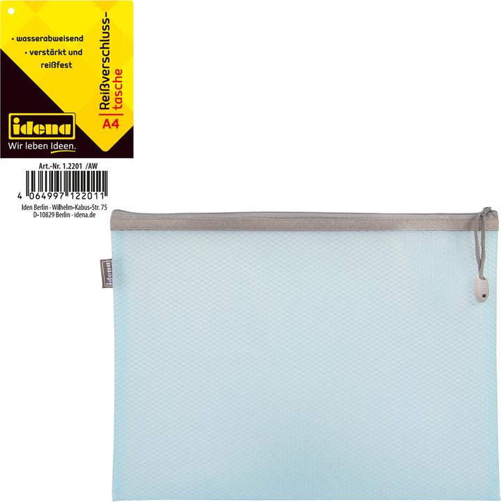 Produktbild Idena Reissverschlusstasche A4 Mesh blau (A4, 1 x)