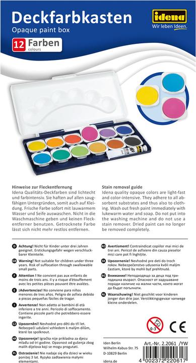 Image du produit Idena Coffret d'encre opaque 12 pièces 1 tube de blanc opaque (Multicolore, 7.50 ml)
