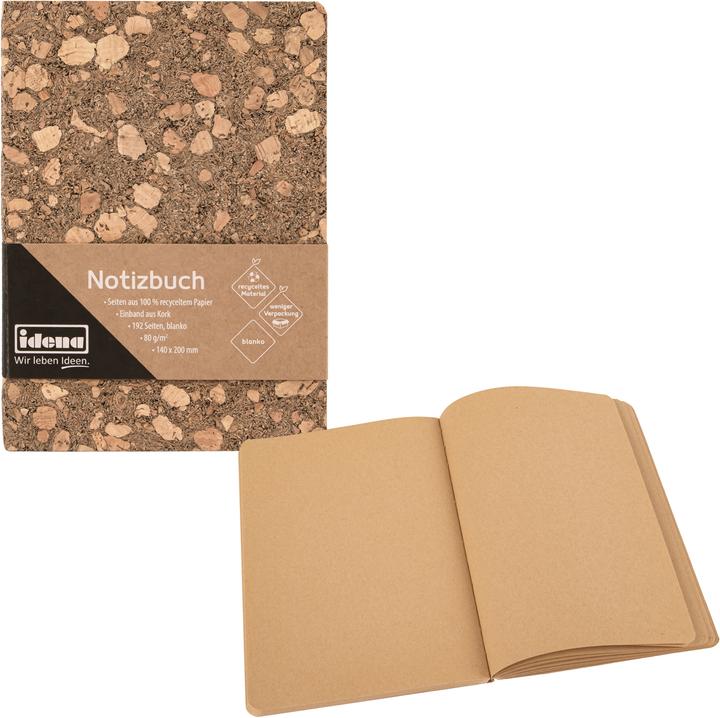 Image du produit Idena Carnet de notes liège vierge 192 feuilles 20x14cm (14 x 20 cm, Blanc, Couverture rigide)