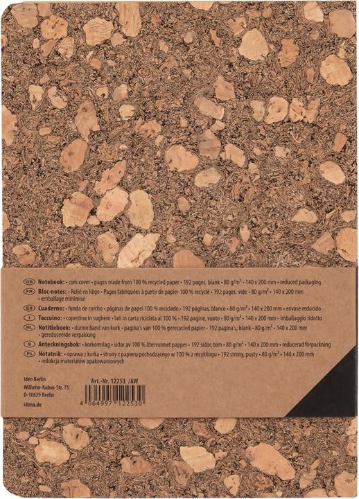 Image du produit Idena Carnet de notes liège vierge 192 feuilles 20x14cm (14 x 20 cm, Blanc, Couverture rigide)