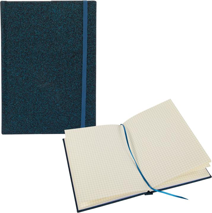 Produktbild Idena Notizbuch Glitter nachtblau kariert FSC-Mix (14 x 20 cm, Kariert, Harter Einband)
