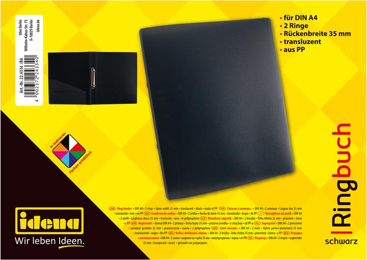 Actual product image Idena Ring binder A4 PP black 35mm 2 rings (A4, 35 mm, 1 Piece)