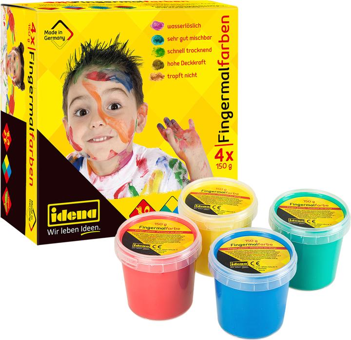 Produktbild Idena Fingermalfarben 4x150g,blau/grün/gelb/rot (Blau, Grün, Rot, Gelb)