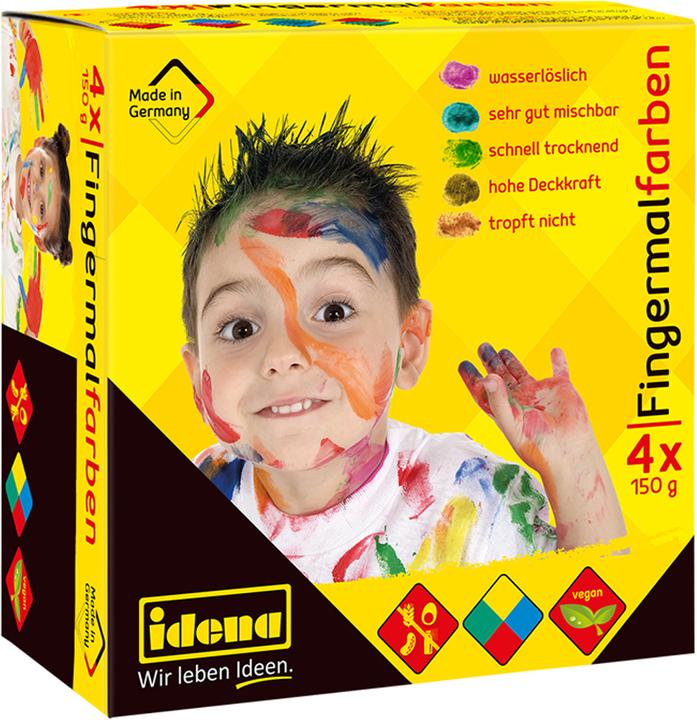 Produktbild Idena Fingermalfarben 4x150g,blau/grün/gelb/rot (Blau, Grün, Rot, Gelb)