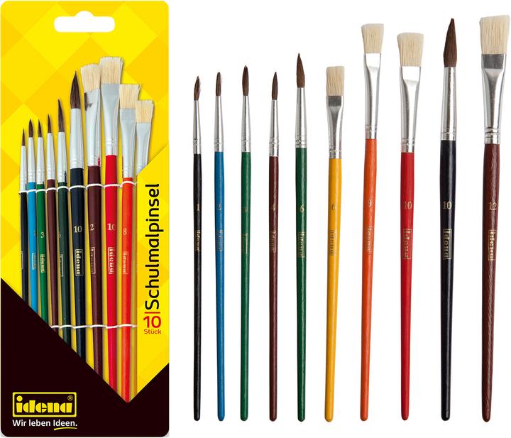 Actual product image Idena School Painting Brushes 10s 10 Sizes FSC100%