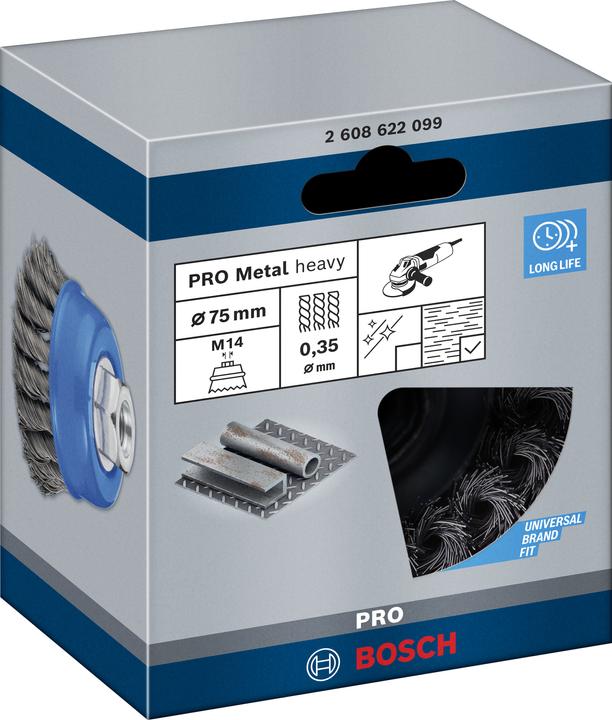 Produktbild Bosch Professional Zubehör PRO Metal heavy Topfbürste, 75 x 0,35 mm, Gewinde (0.35 mm)