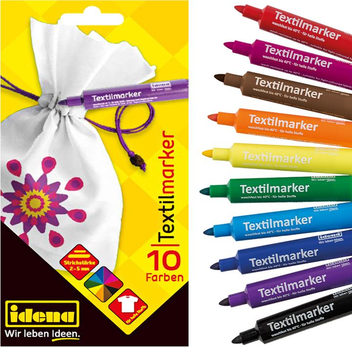 Actual product image Idena Textile marker 10s 2-5mm 10 colours (Multicoloured, 5 mm, 10 x)
