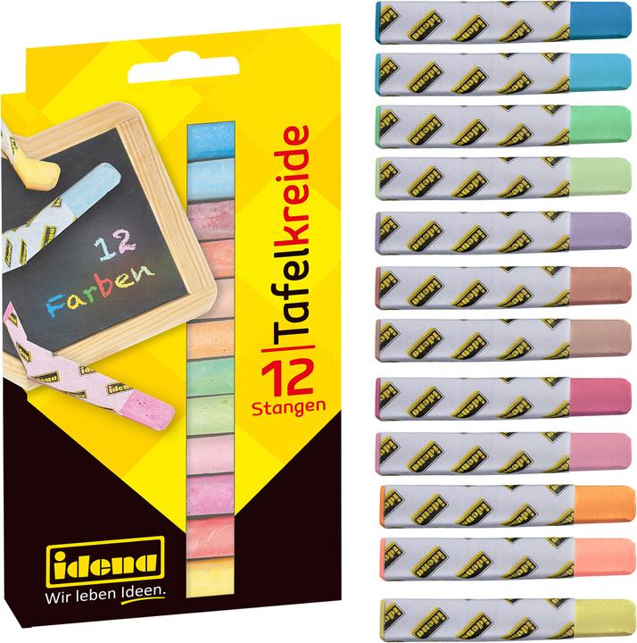 Actual product image Idena Blackboard chalk coloured 12s (Multicoloured, 12 x)