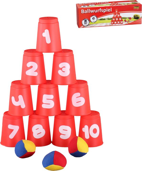 Produktbild Idena Ballwurfspiel 10 Becher, 3 Wurfbälle