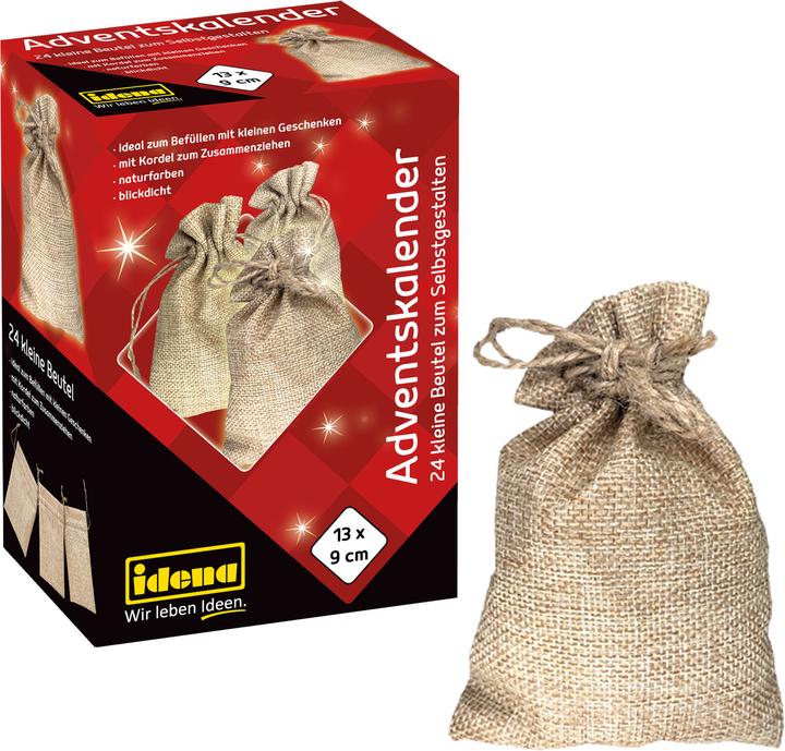 Produktbild Idena Adventskalender 24 Leinensäckchen natur
