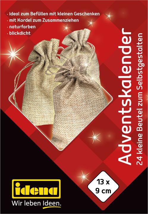 Produktbild Idena Adventskalender 24 Leinensäckchen natur
