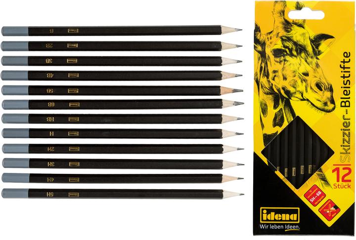 Immagine prodotto Idena Matite 12s per disegnare FSC100% (5H, 3H, 2H, H, HB, B, 2B, 3B, 4B, 5B, 6B, 4h, 12 x)