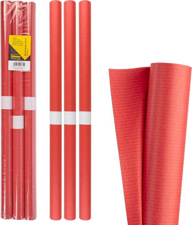 Idena Book protection paper 3er 2mx50cm red (3 Piece)