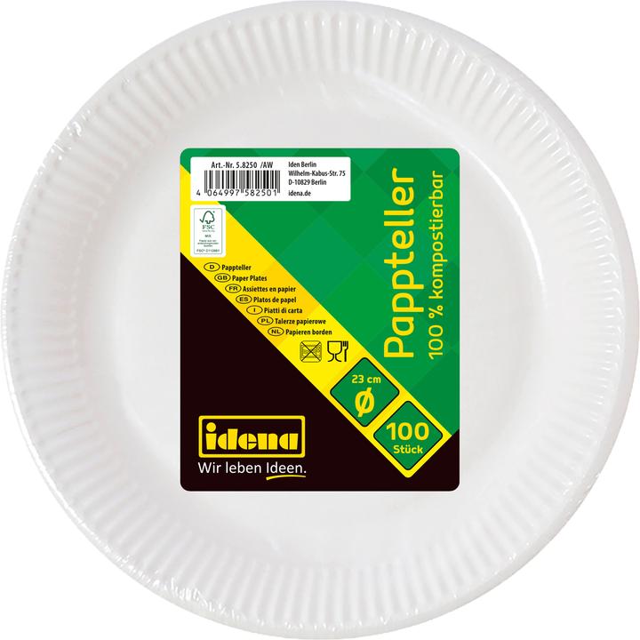 Produktbild Idena Partyteller D23cm weiss 100er FSC-Mix (100 x)