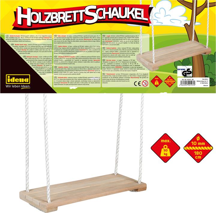 Actual product image Idena Wooden board swing 40x17cm TÜV and GS