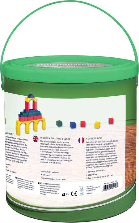 Actual product image Idena Wooden blocks in bucket 100s FSC100%