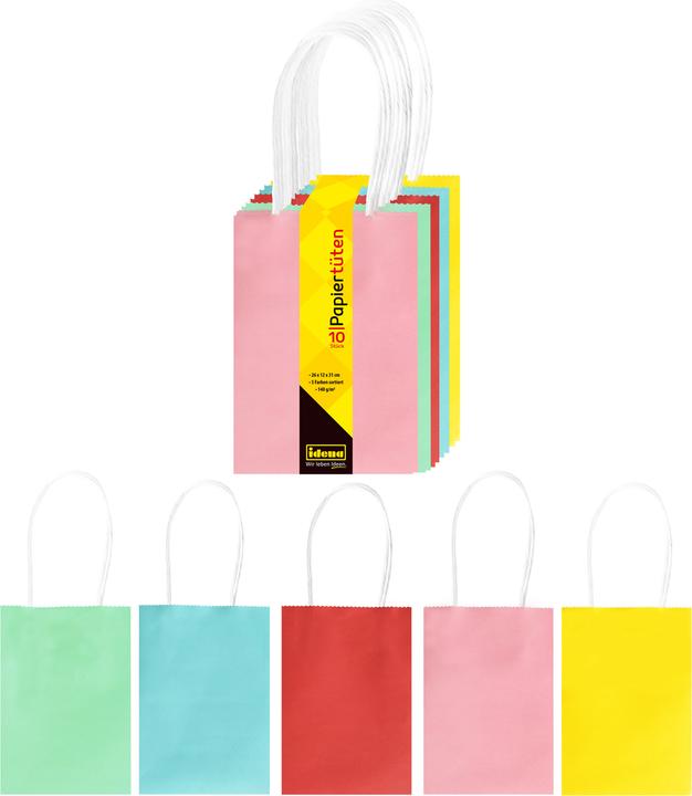 Idena Sacs en papier 10 pièces 26x31cm 5 couleurs FSC-Mix (Pochette cadeau, 10 x)