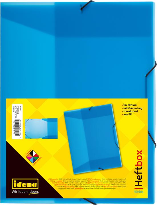 Produktbild Idena Heftbox A4 Gummizug PP transluzent türkis (A4, 1 x)