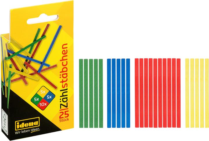 Produktbild Idena Zählstäbchen Holz 25er farbig 75mm FSC100%