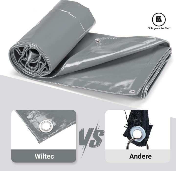 Produktbild Wiltec Abdeckplane wetterfest grau 3x4m Polyester Plane Ösen 650g/m² Gartenplane (3 x 4 m)