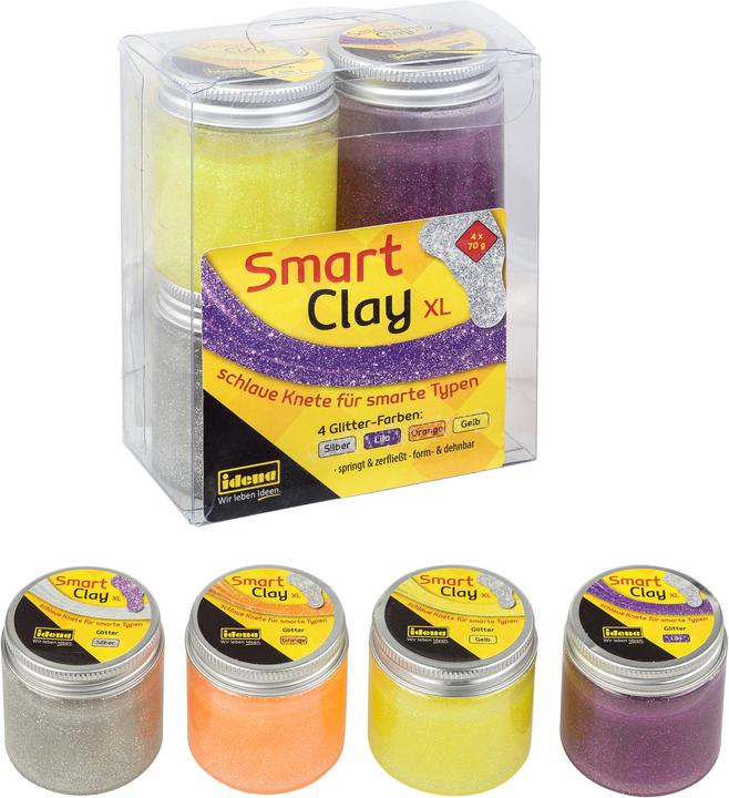 Actual product image Idena XL Smart Clay Glitter, pack of 4, 70g each