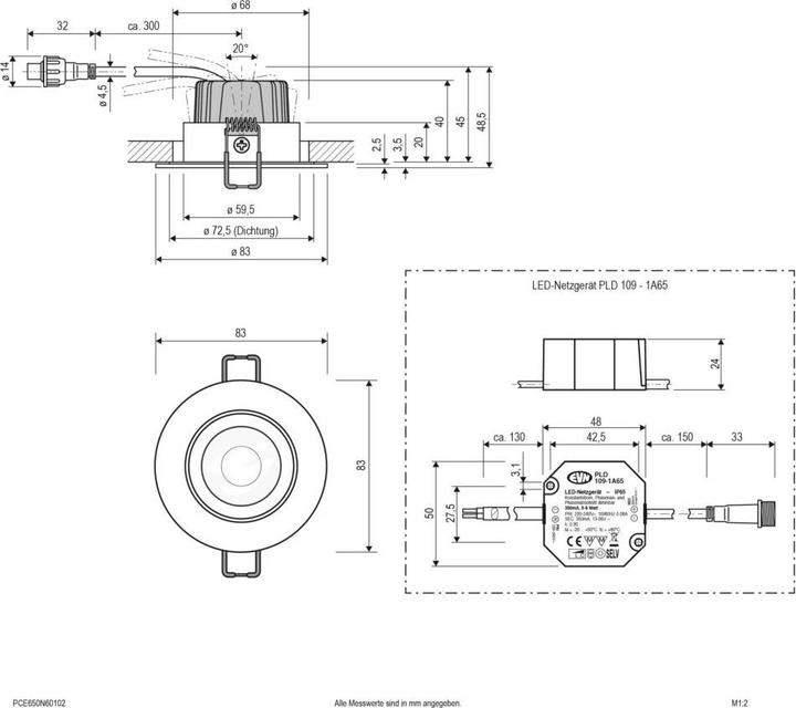 Immagine prodotto EVN-Lichttechnik Illuminotecnica Apparecchio da incasso a soffitto a LED PCE650N60102 (620 lm)