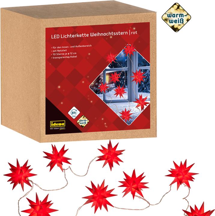 Actual product image Idena LED Fairy Lights 10 Stars red Ø 12cm (0.24 m)
