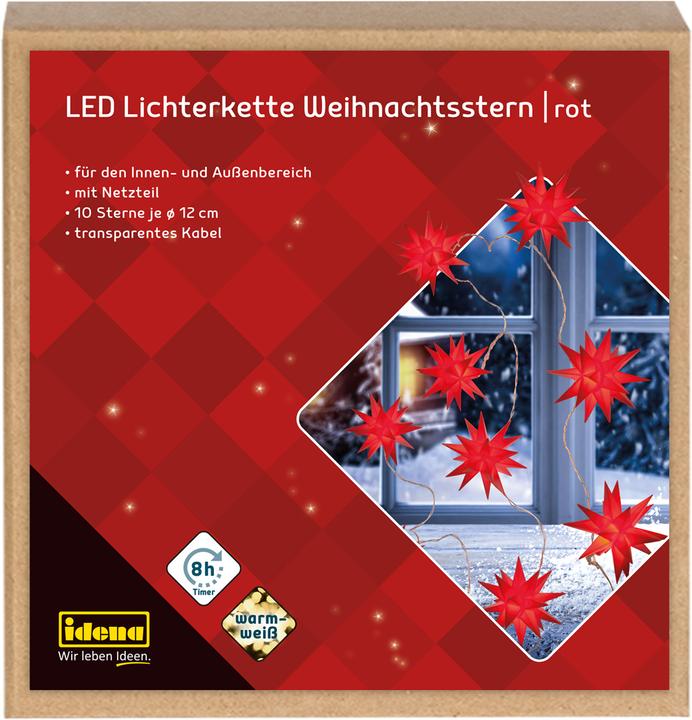 Actual product image Idena LED Fairy Lights 10 Stars red Ø 12cm (0.24 m)