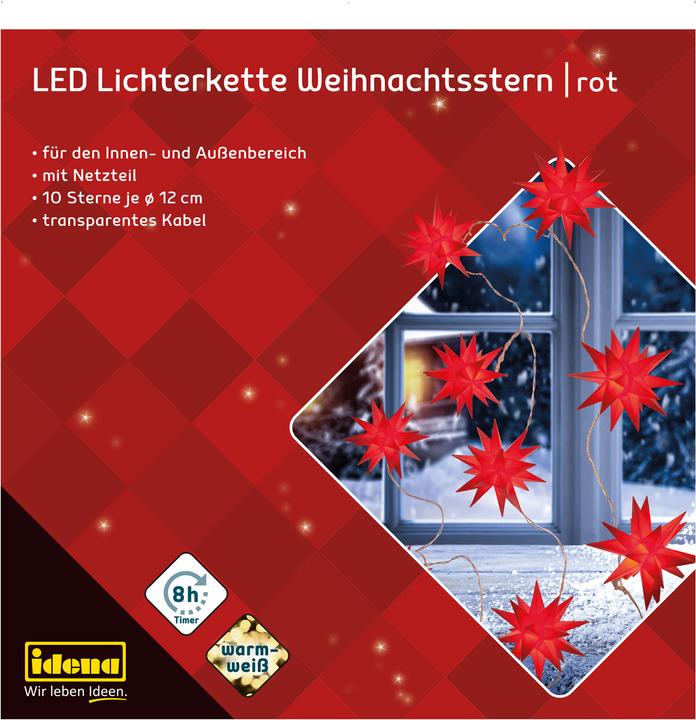 Actual product image Idena LED Fairy Lights 10 Stars red Ø 12cm (0.24 m)