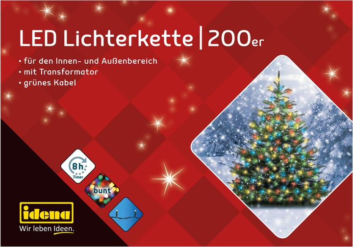 Produktbild Idena LED-Lichterkette 200er bunt,8h Timer,Aussen (0.14 m)